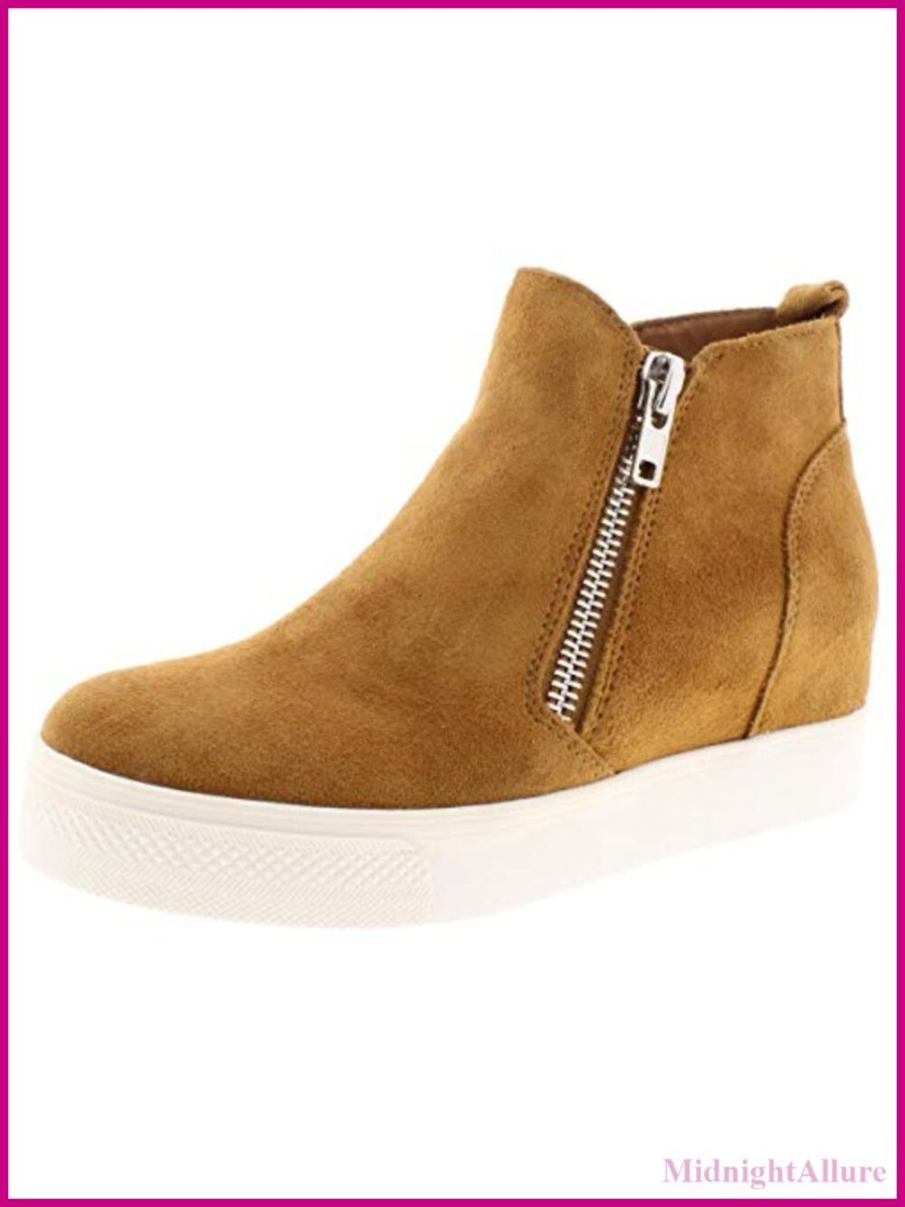 Wedge Sneaker with Zipper Closure and 2.75 Inch Hidden Wedge